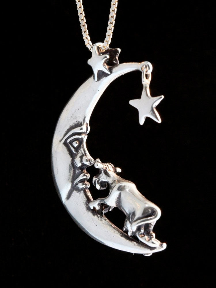 Cow Jumping Over the Moon Charm Pendant