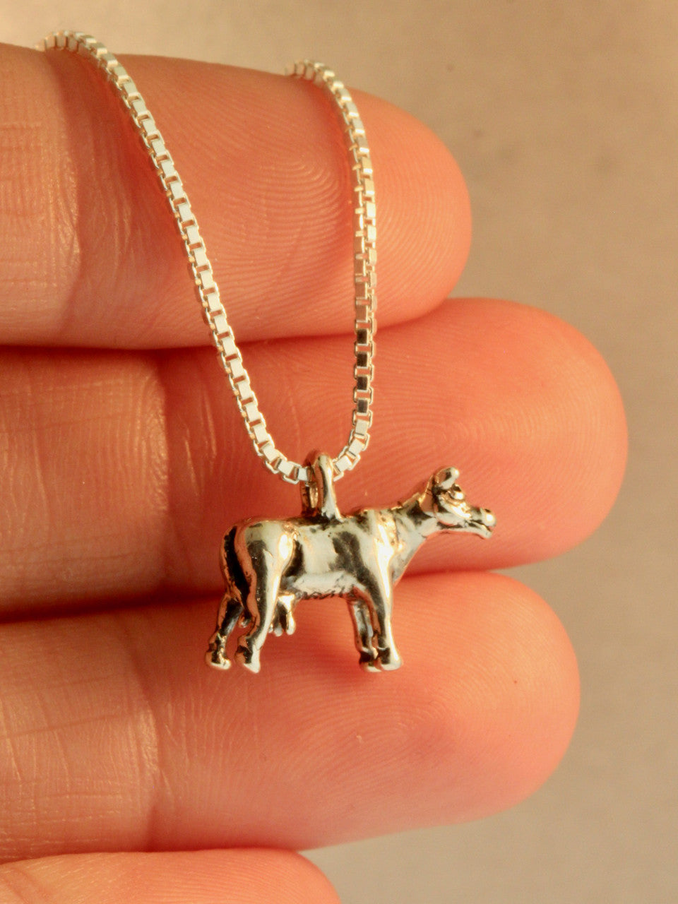 Abducted Cow Charm - Sterling Silver