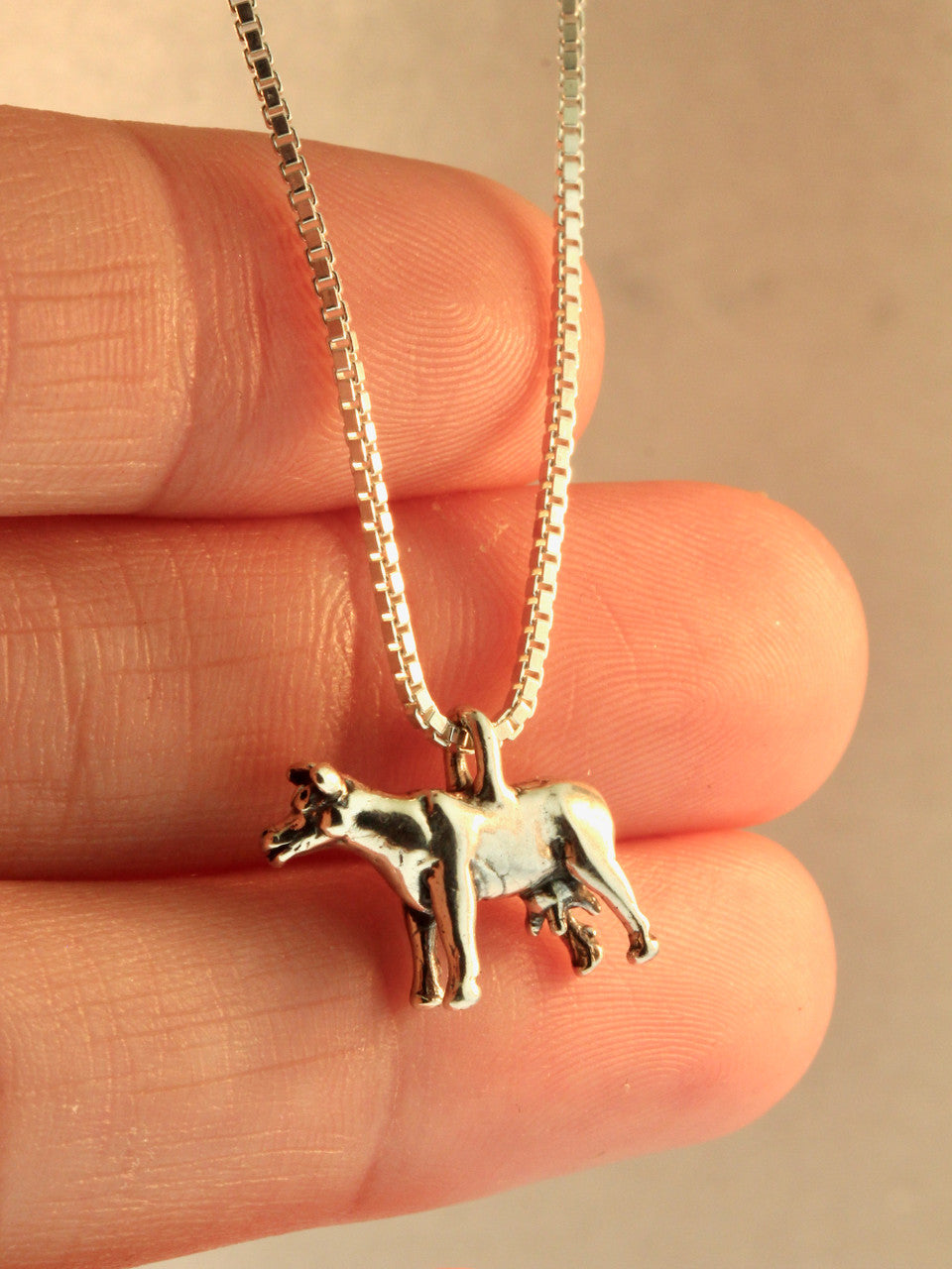 Abducted Cow Charm - Sterling Silver