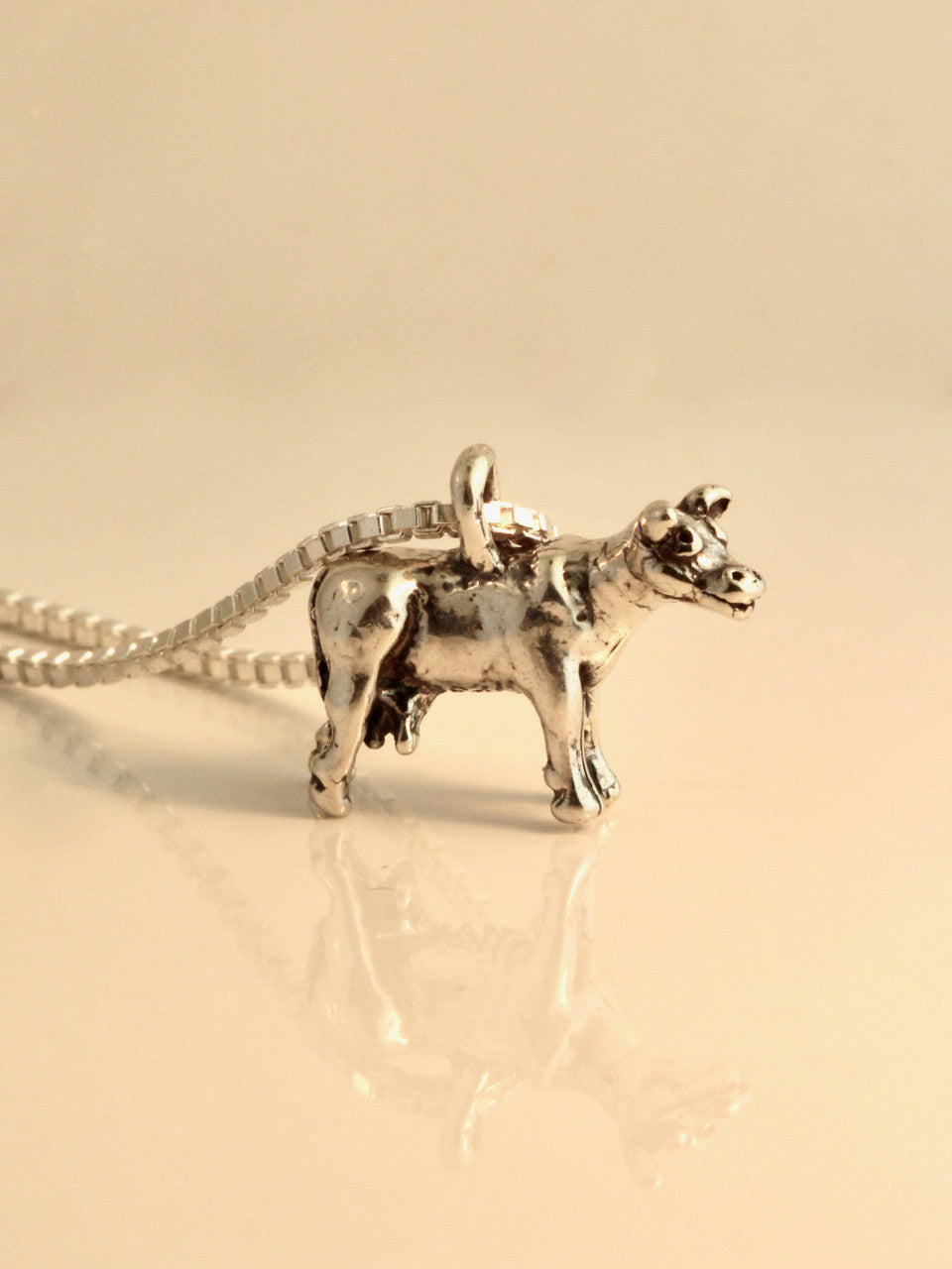 Abducted Cow Charm - Sterling Silver
