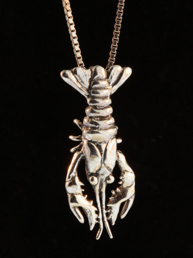 Crawfish Lobster Pendant - Open Claw Code Mascot - Sterling Silver