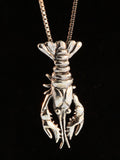 Crawfish Lobster Pendant - Open Claw Code Mascot - Sterling Silver