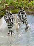 Crawfish Lobster Cufflinks - Open Claw Claude Code Mascot - Sterling Silver