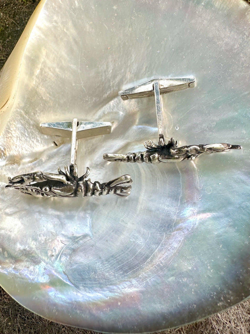 Crawfish Lobster Cufflinks - Open Claw Claude Code Mascot - Sterling Silver