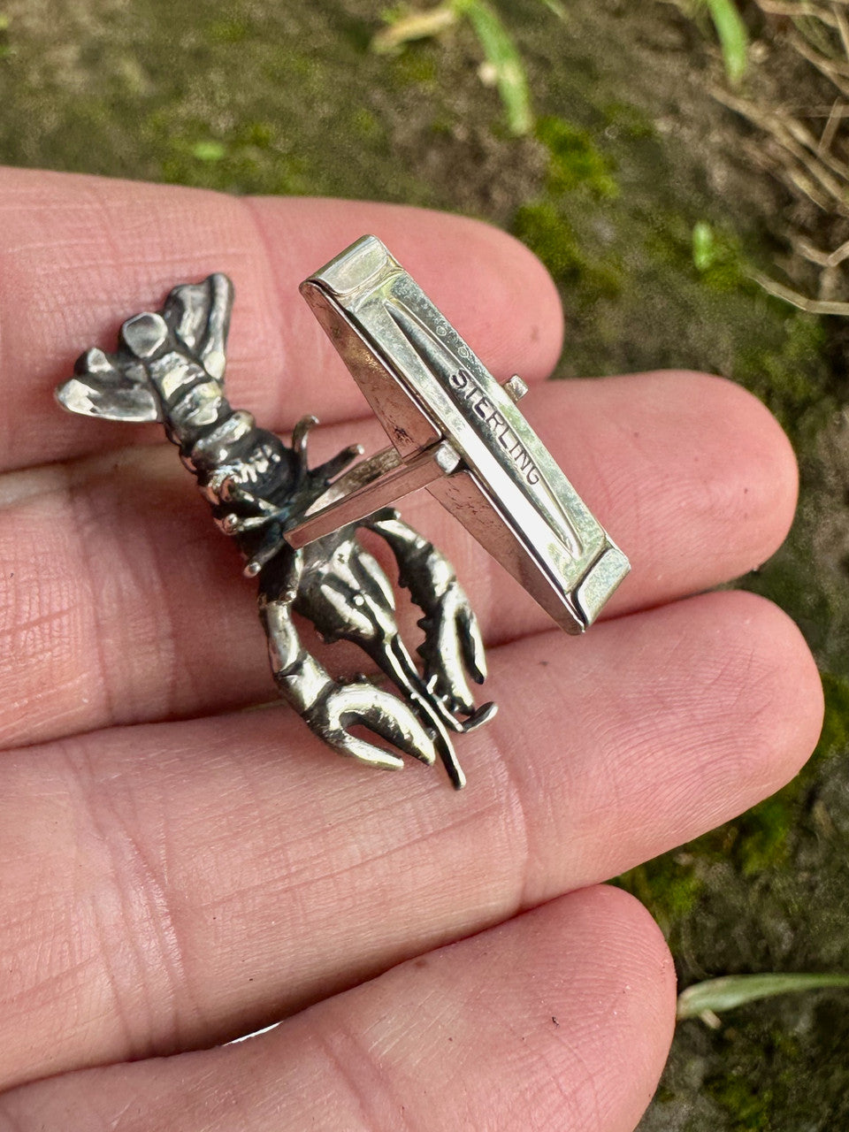 Crawfish Lobster Cufflinks - Open Claw Claude Code Mascot - Sterling Silver