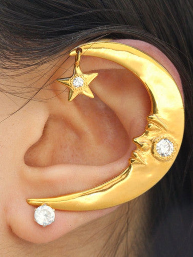 Crescent Moon Ear Wrap with Cz's - Vermiel