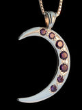 Crescent Pendant with 7 Purple CZ's - Sterling Silver