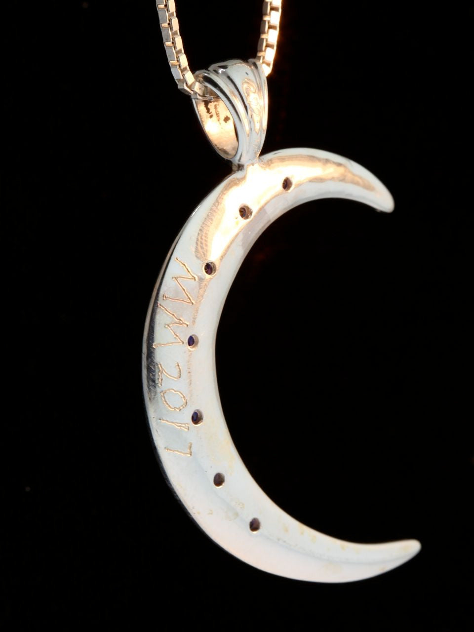 Crescent Pendant with 7 Purple CZ's