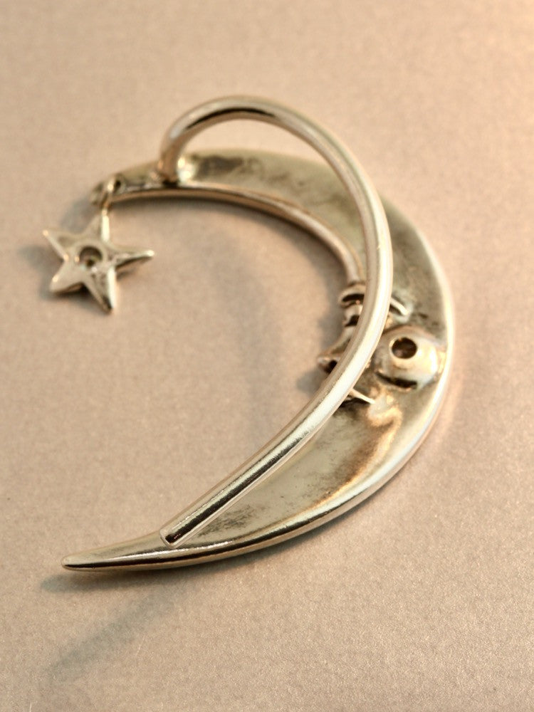 Crescent Moon Ear Wrap with 2 Cz's - Silver