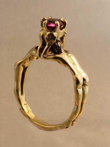 Crowning Lovers Ring with Amethyst - Solid 14k Gold