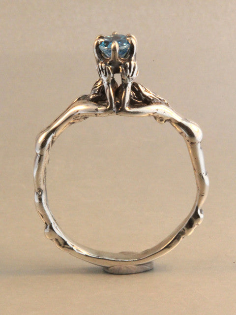 Crowning Lovers Ring with Blue Topaz - Sterling Silver