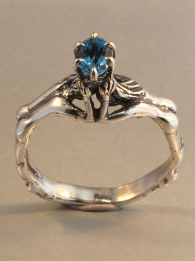 Crowning Lovers Ring with Blue Topaz - Sterling Silver