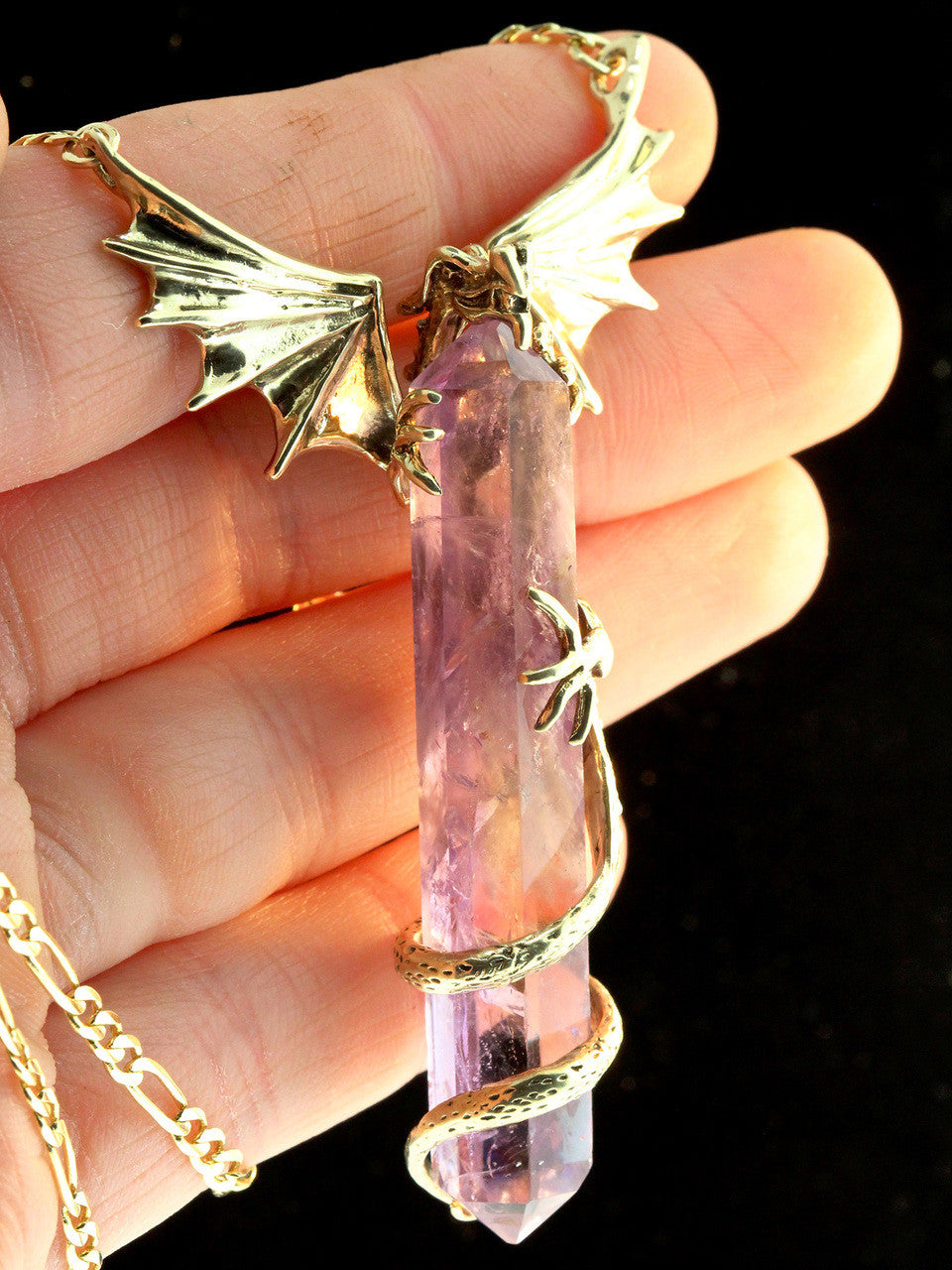 Crystal Guardian Dragon - Solid 14k Gold