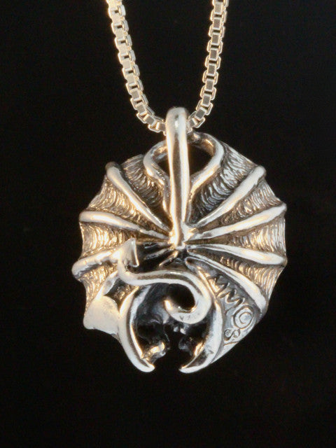 Cupped Winged Gargoyle Charm - Silver
