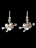 Victorian Heart Rose and Arrow Earrings - Sterling Silver