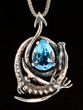 Curled Dragon Pendant with Gemstone - Sterling Silver