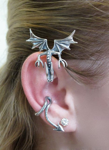 Curious Dragon Ear Wrap - Sterling Silver