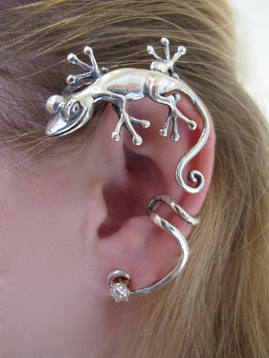 Curious Gecko Ear Wrap - Sterling Silver
