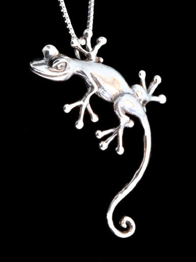 Curious Gecko Pendant - Sterling Silver