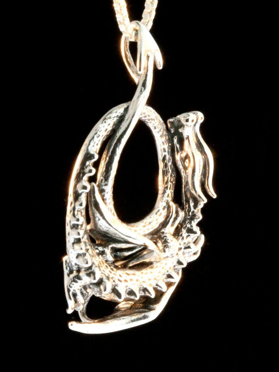 Curled Dragon Pendant -Silver