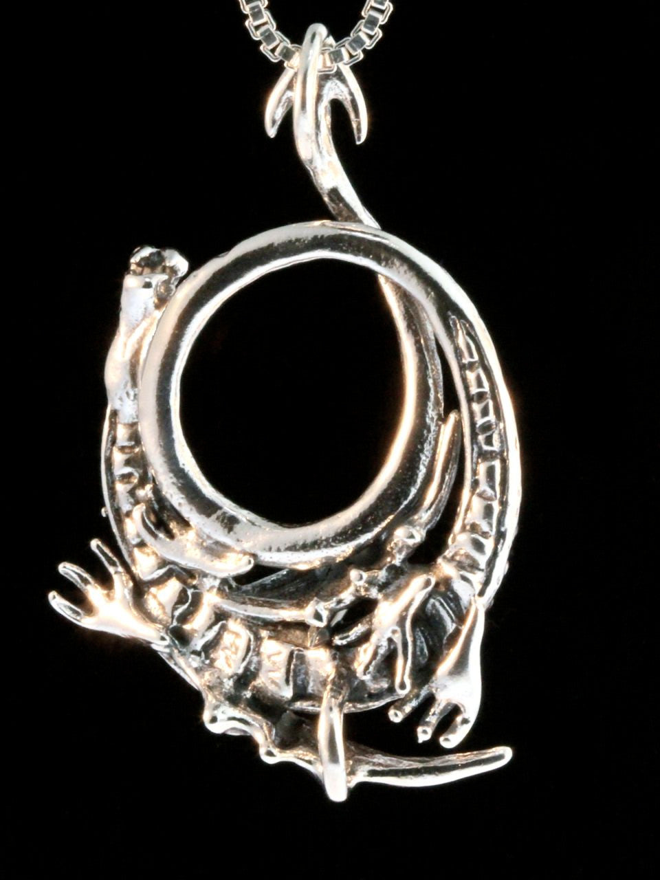Curled Dragon Pendant -Silver