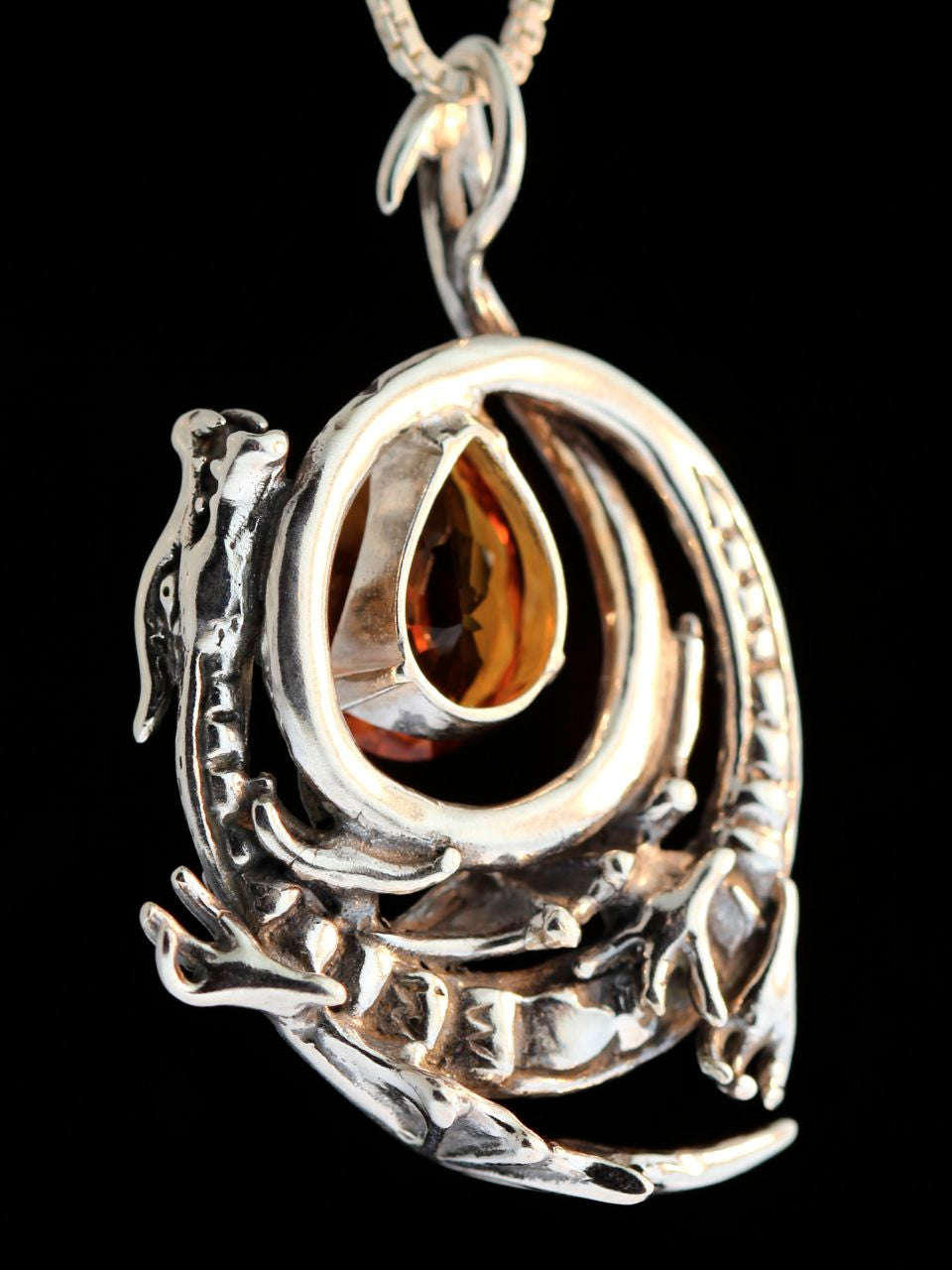 Curled Dragon Pendant with Citrine