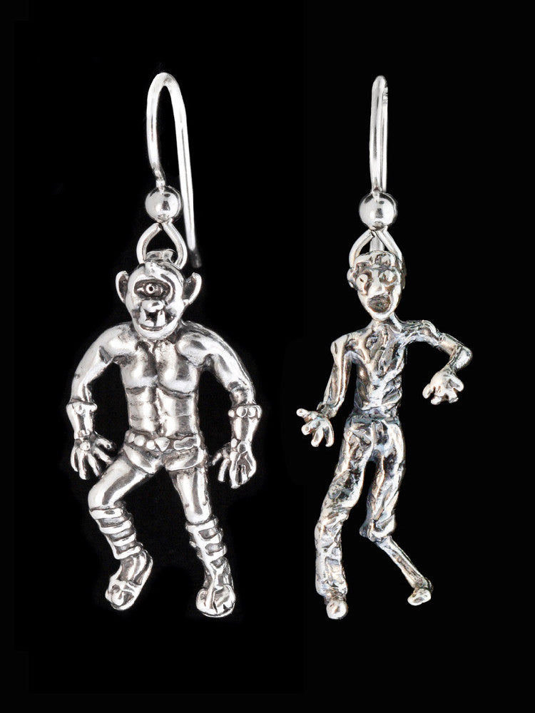 Zombie & Cyclops Earrings in Silver