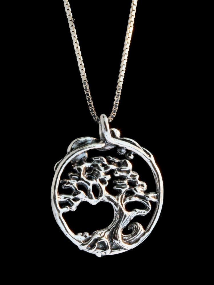 Cypress - Bonsai Tree Pendant - Silver