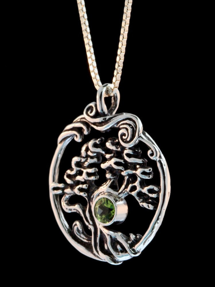 Cypress - Bonsai Tree Pendant with Peridot