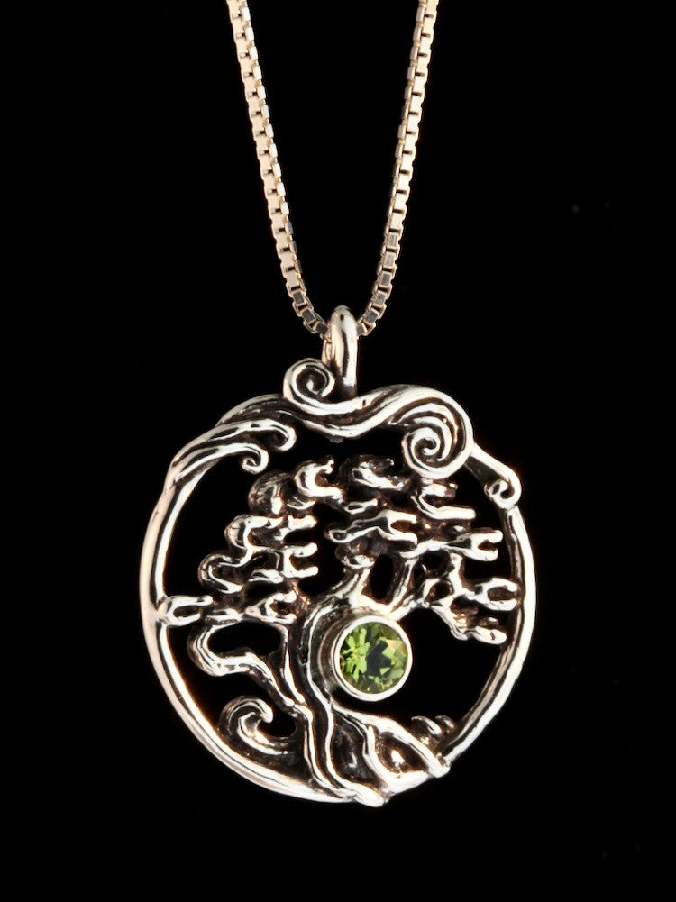 Cypress - Bonsai Tree Pendant with Peridot