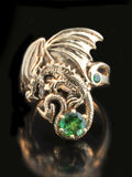 Magic Dragon Ring w/Gemstone - Solid 14k Gold