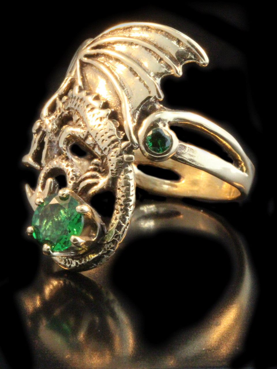 Magic Dragon Ring w/Gemstone - Solid 14k Gold