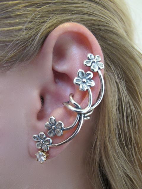 Silver Forget Me Not Ear Wrap