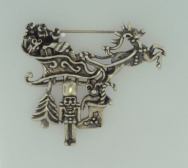 Santa and Reindeer Charm Pin -2