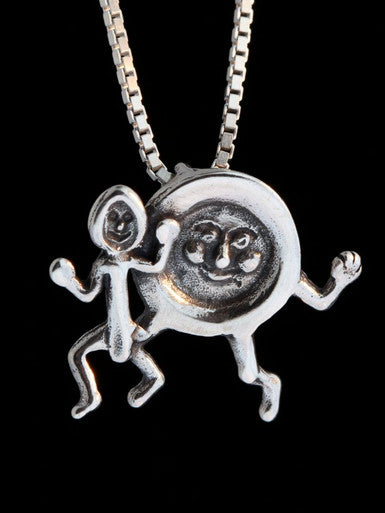 Mother Goose - Dish and Spoon Charm - Sterling Silver