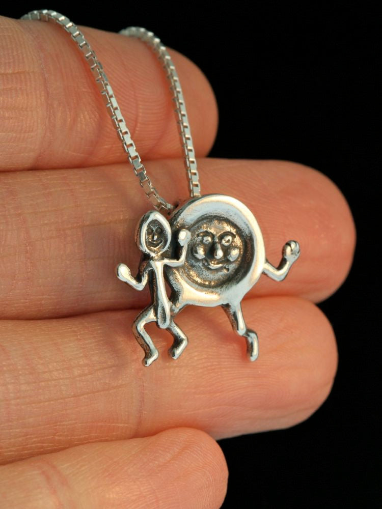 Mother Goose - Dish and Spoon Charm - Sterling Silver