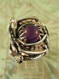 Double Dragon Ring with Amethyst Cabochon