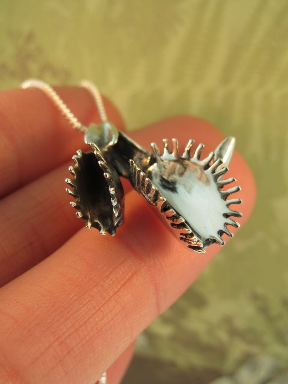 Double Venus Flytrap Charm in Sterling Silver by Marty Magic
