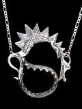 Vintage Spiky Dragon Pendant With Figaro Chain - Sterling Silver
