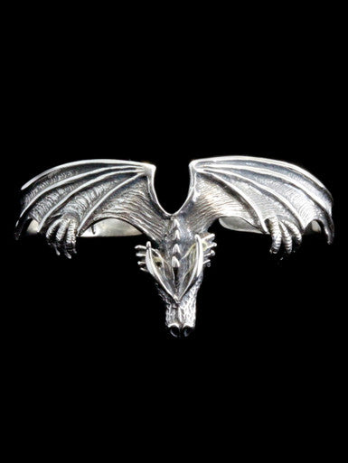 Gothic Dragon Cuff Bracelet - Sterling Silver