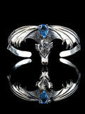 Gothic Dragon Cuff Bracelet with Gemstone - Sterling Silver