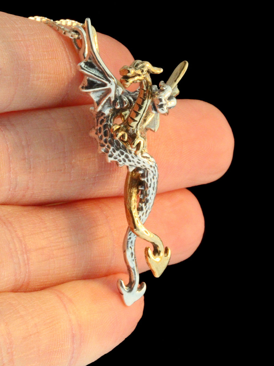 Dragon Desire Pendant - Two Part - 14k Gold and Silver