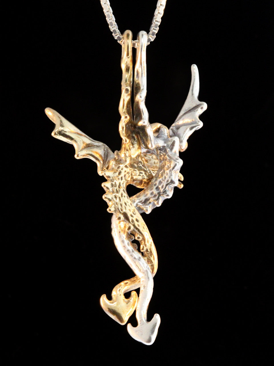 Dragon Desire Pendant - Two Part - 14k Gold and Silver
