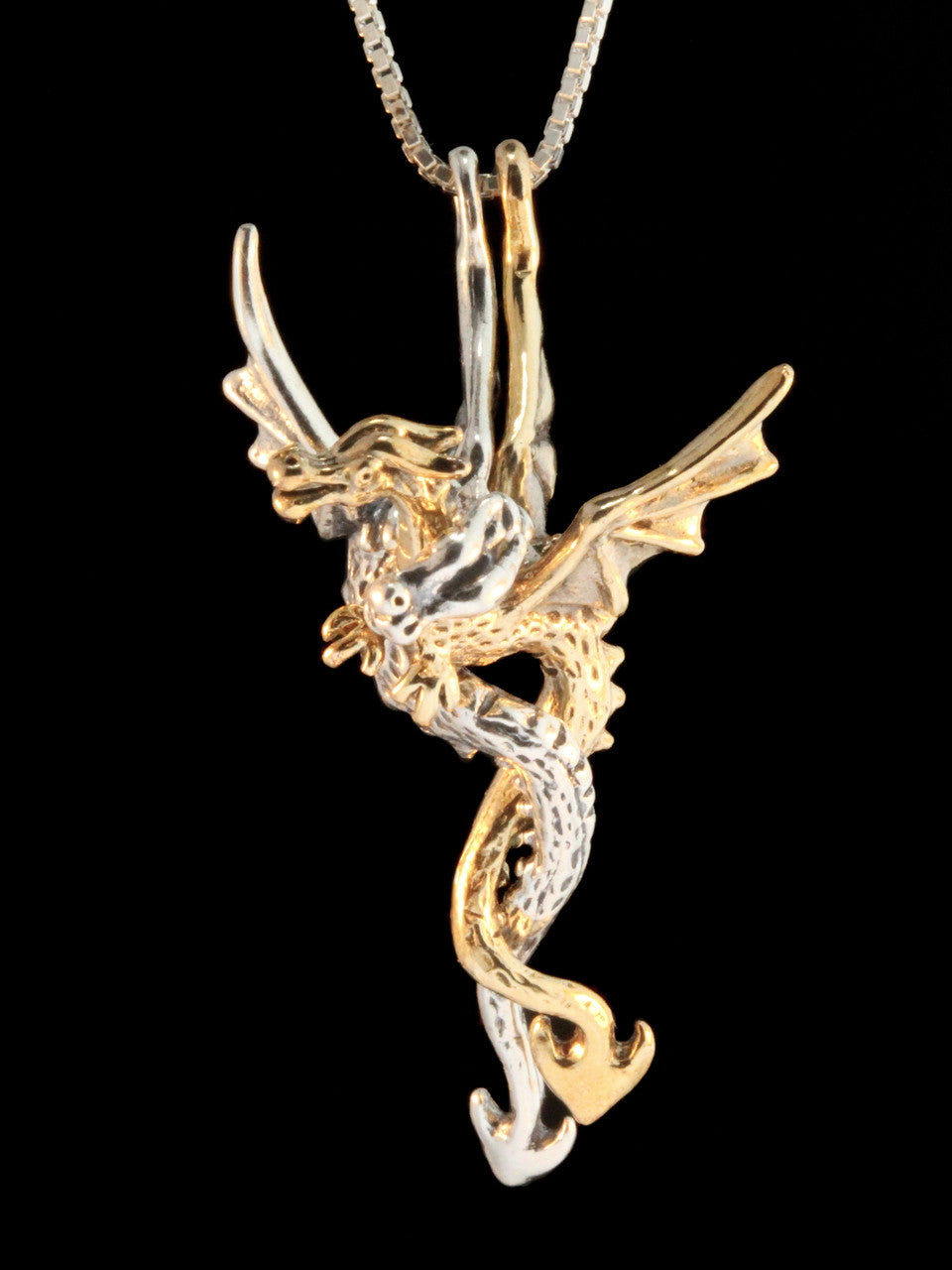 Dragon Desire Pendant - Two Part - 14k Gold and Silver