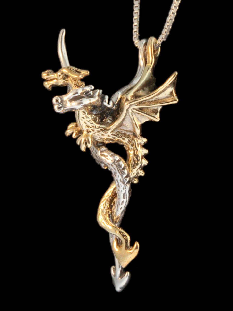 Dragon Desire Pendant - Two Part - 14k Gold and Silver