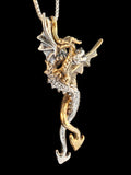 Dragon Desire Pendant - Two Part - Solid 14k Gold and Silver
