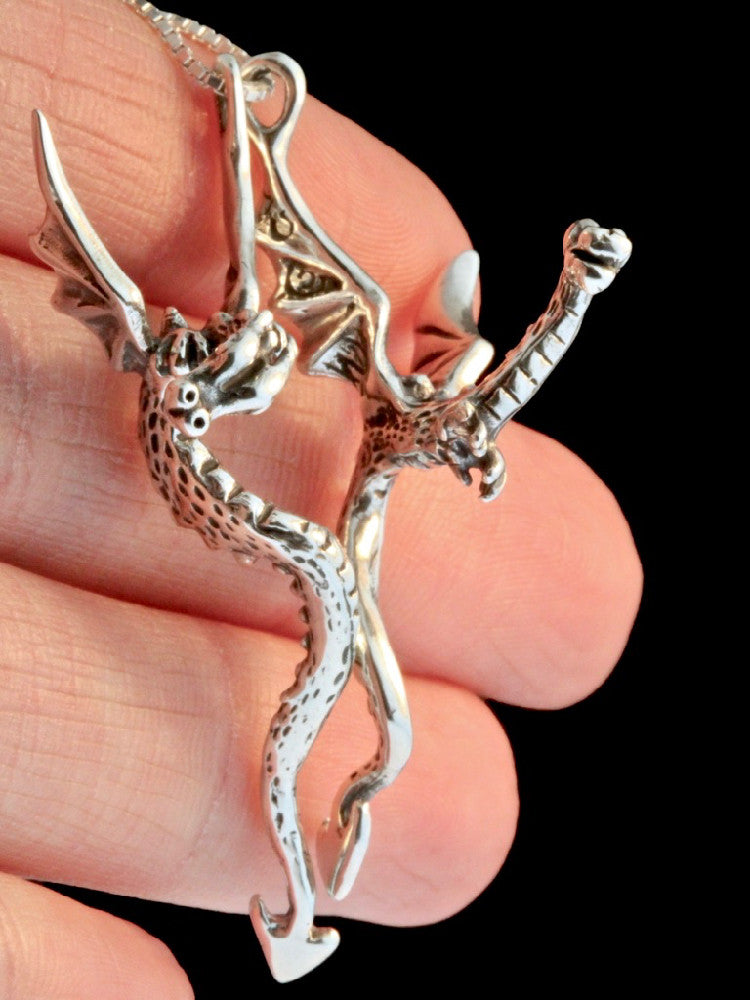 Dragon Desire Pendant - Two Piece Pendant Silver