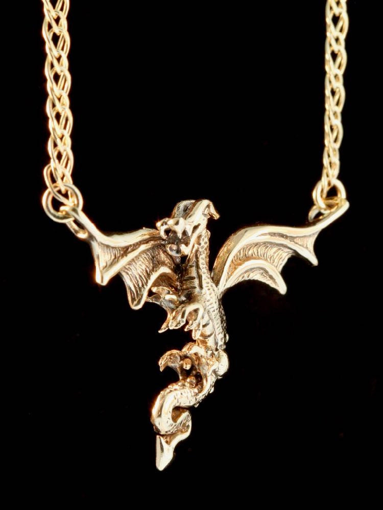 Dragon in Flight in 14K Gold
