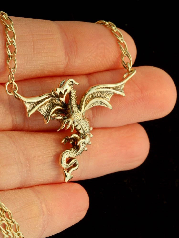 Dragon in Flight in 14K Gold