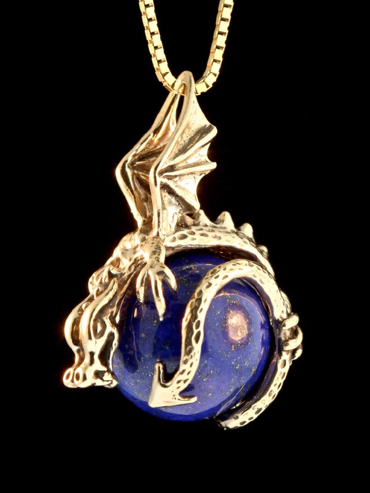 Dragon Orb with Lapis Lazuli in 14K Gold